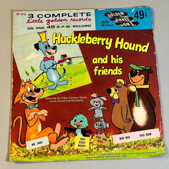 LITTLE GOLDEN RECORDS Huckleberry Hound & His Friends (45 RPM) AND Huckleberry H - Picture 2 of 12